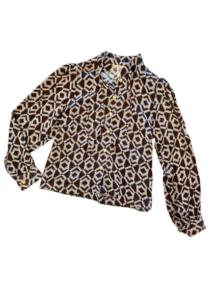 Printed Blouse in bow warm cacao by Esqualo