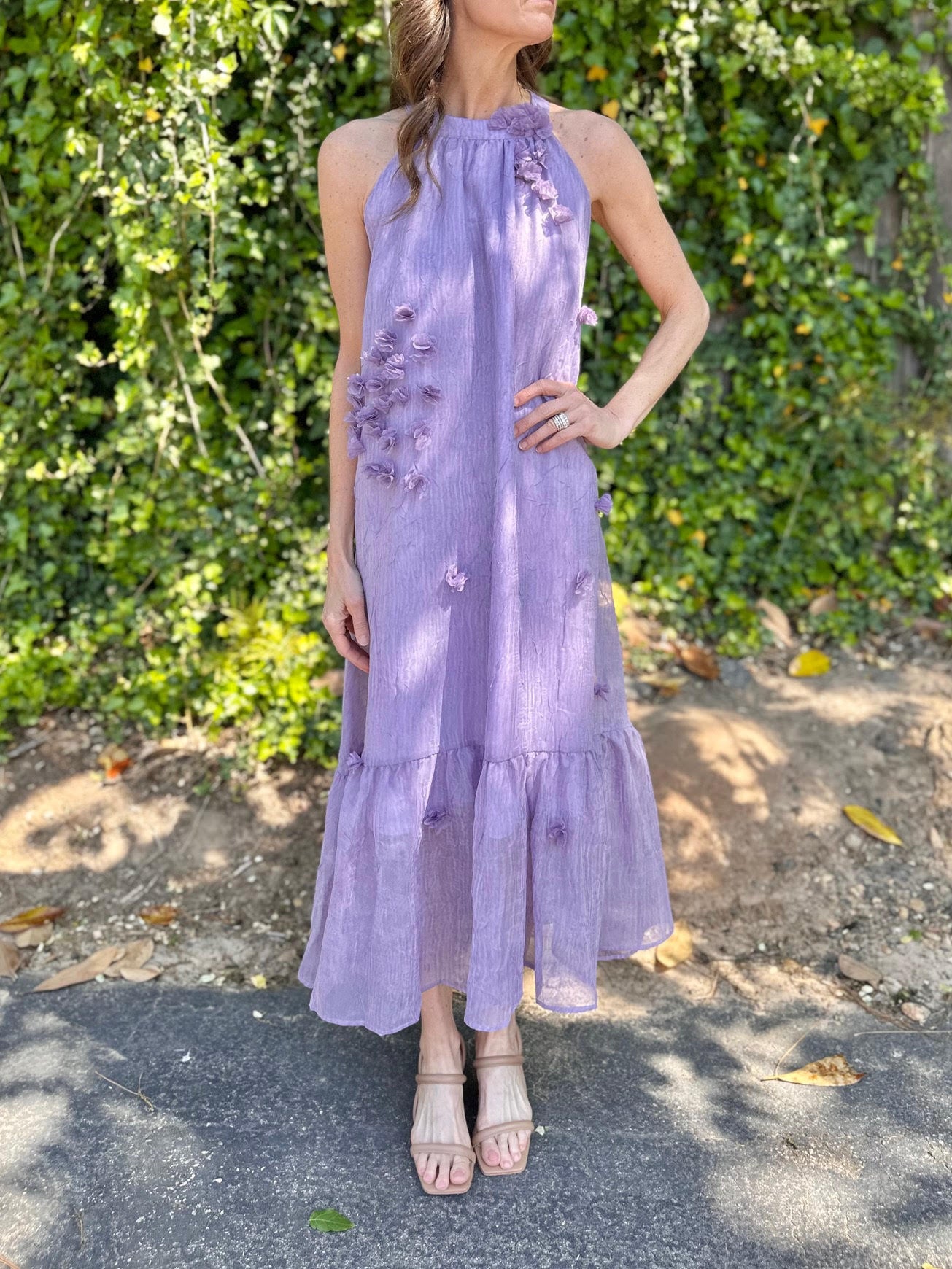 3D Flowers Dress in lavender by Zero Degrees Celsius