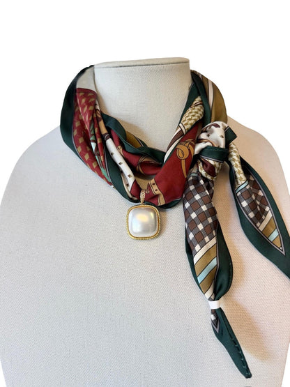 Pearl Square Scarf Necklace in equestrian by Virtue
