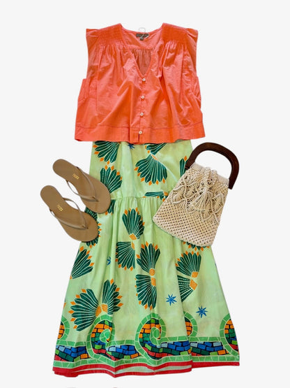 Ada Printed Skirt in mint shell by Maude Vivante