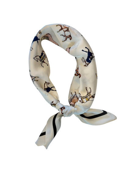 Horse Print Bandana Scarf in ivory