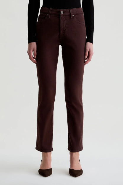 Mari High Rise Slim Straight Crop in coffee bean by AG
