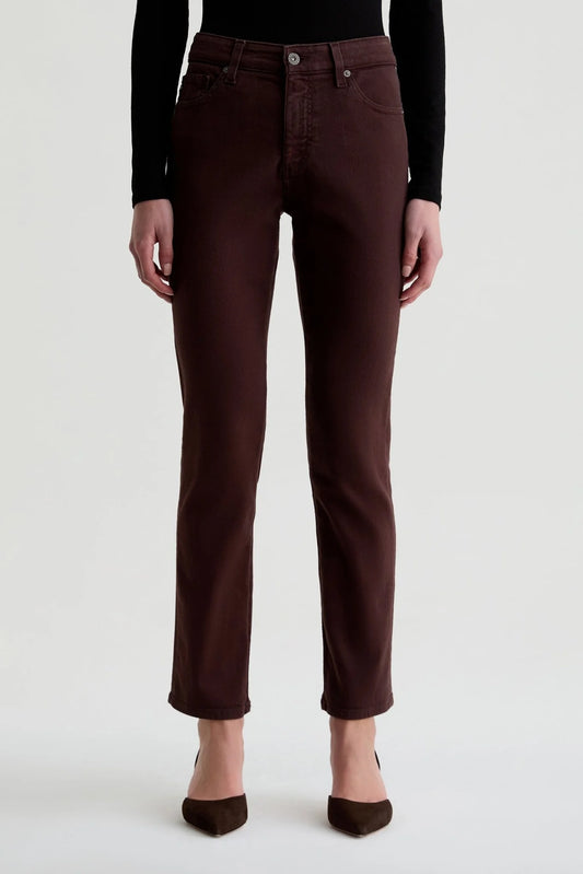 Mari High Rise Slim Straight Crop in coffee bean by AG