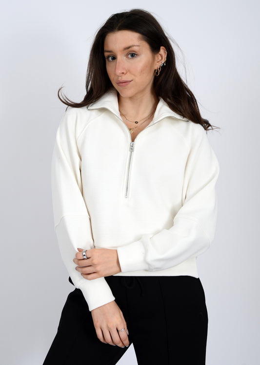 Miu Ottoman Soft Knit Half Zip Pullover in Calla Lily by RD