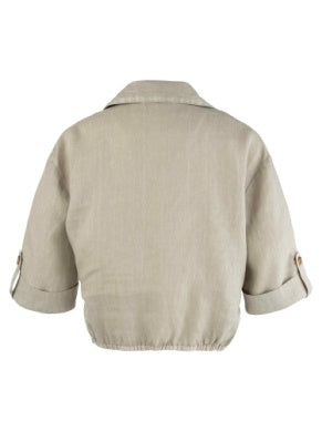 Rebel Knot Front Shirt with Cuffed Sleeves in wheat by KUT