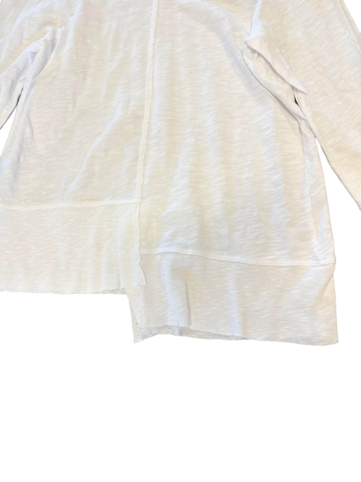Mix Rib Hem Shifted Long Sleeve Tee in white by Wilt