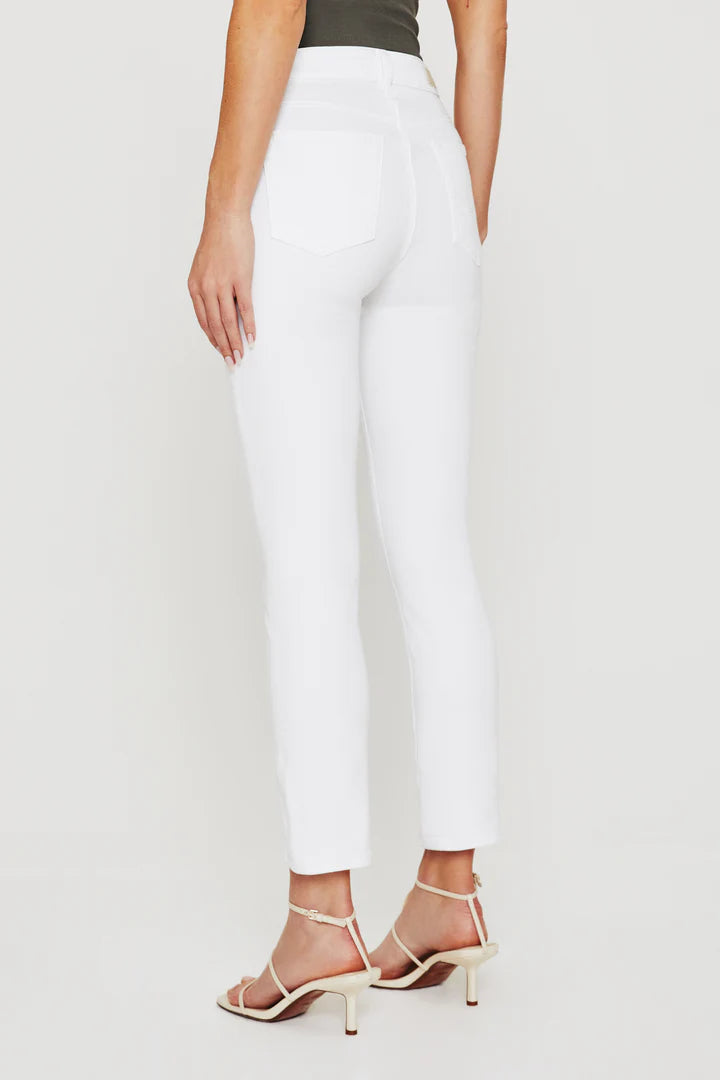 Mari High Rise Slim Straight Crop in aesthetic white by AG