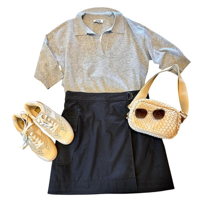 Plume Collared Sweater in gris by FRNCH