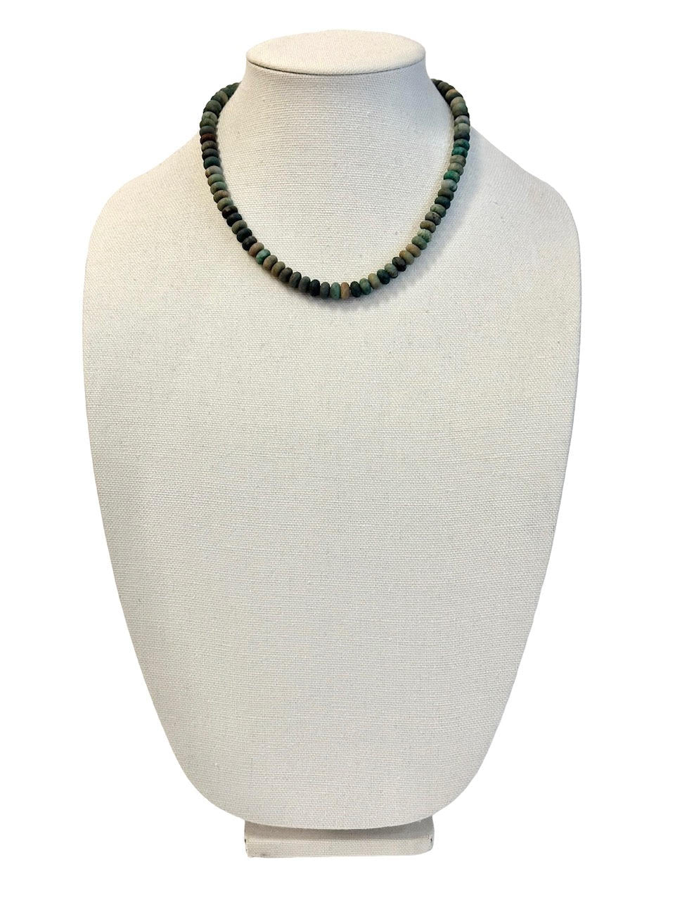 Rondelle 18" Necklace with Small Swivel Clasp in matte green multi by Virtue