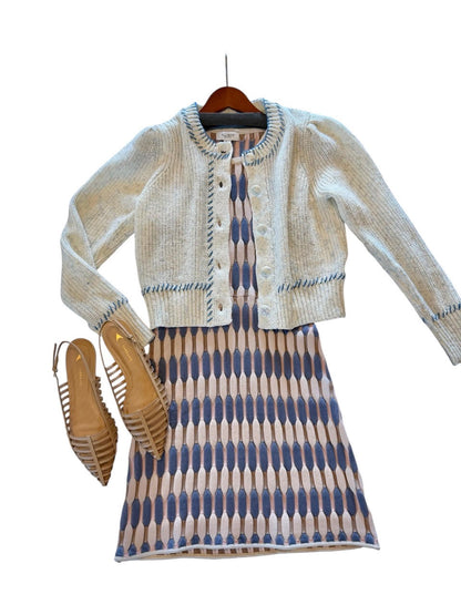 Nikki Dress in ivory/blue by Allison