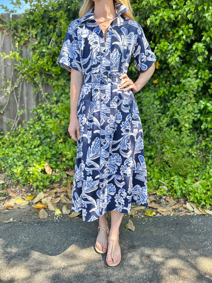 Collins Dress in grand entrance navy by Elizabeth James