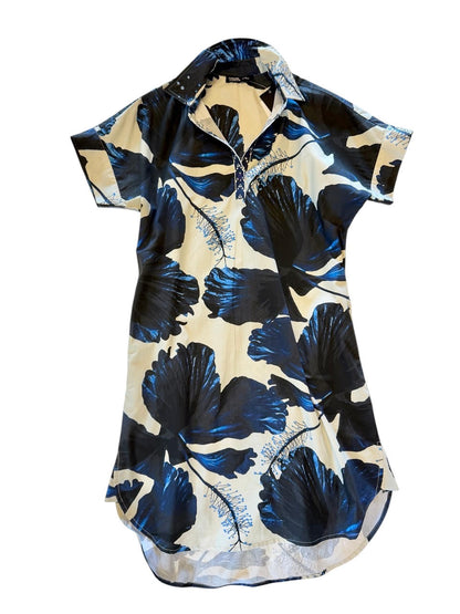 Anna Dress in indigo lillies by Maude Vivante