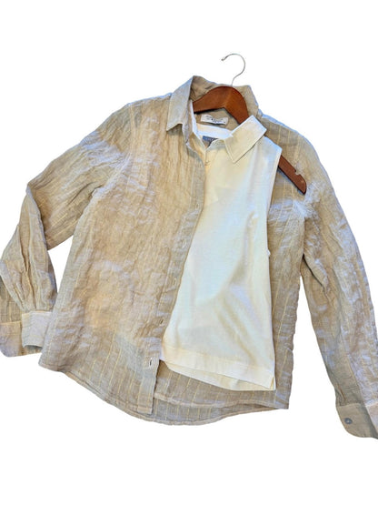 Linen Striped Shirt in beach by Haris Cotton