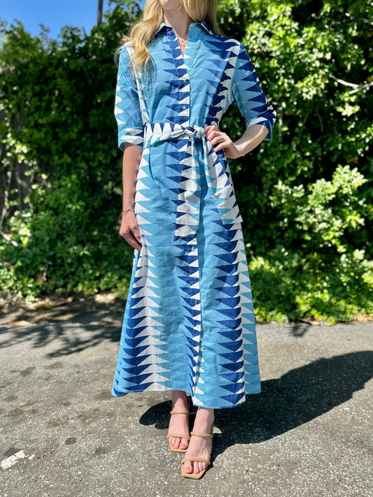 Eloise Maxi Dress in triangle ocean by Beau & Ro