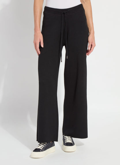 Odessa Reversible Knit Lounge Wide Leg Pant in black/pearl mélange by Lysse