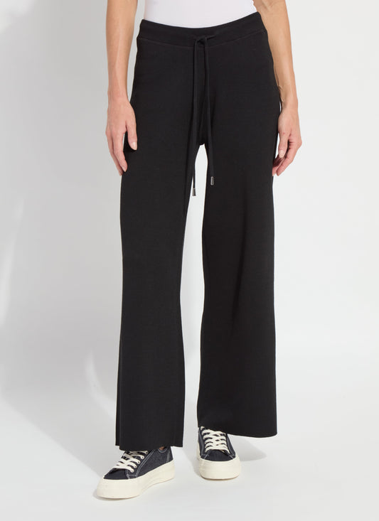 Odessa Reversible Knit Lounge Wide Leg Pant in black/pearl mélange by Lysse