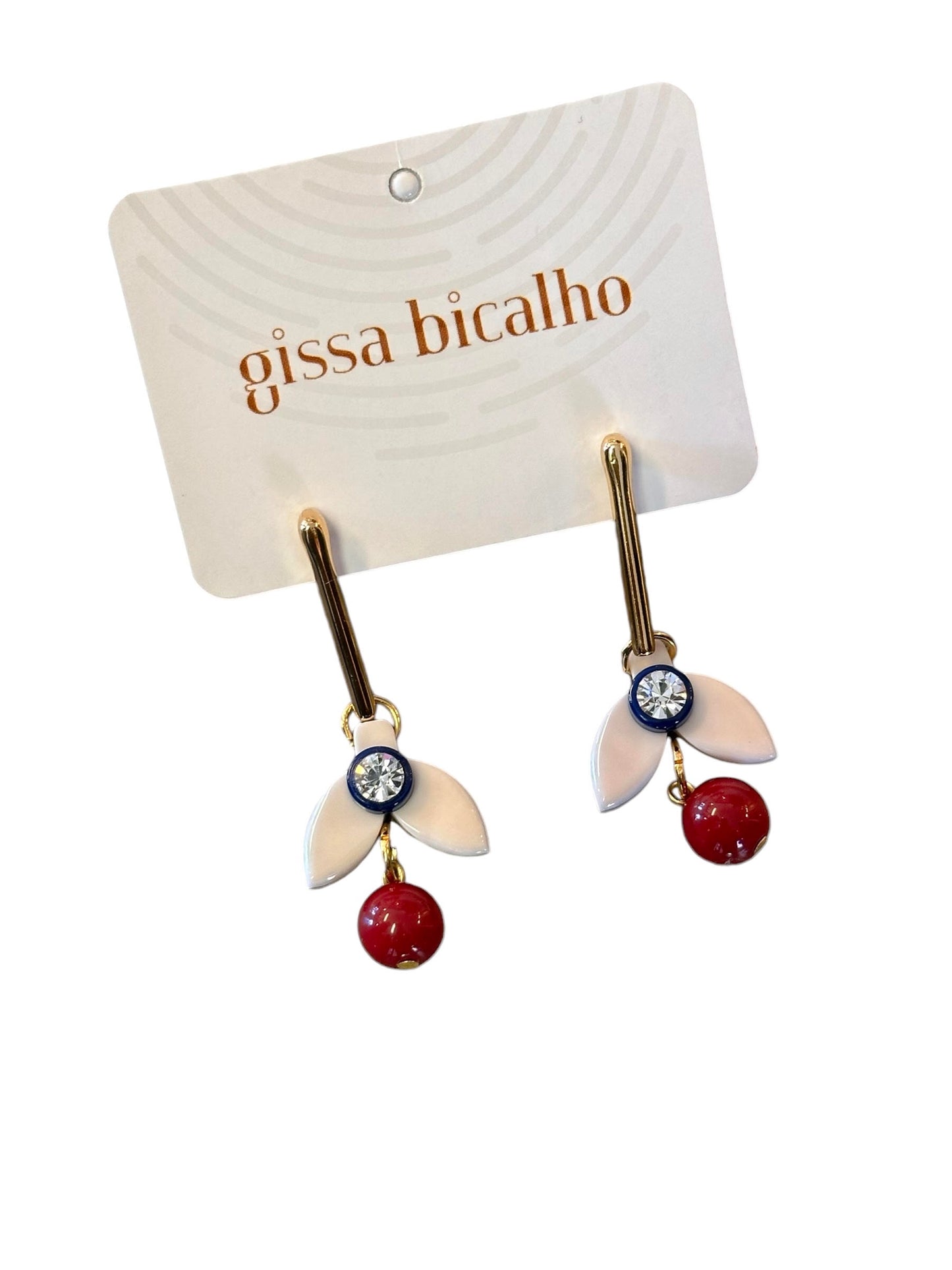 Simple Acrylic Petunia Earrings in marbled cream by Gissa Bicalho