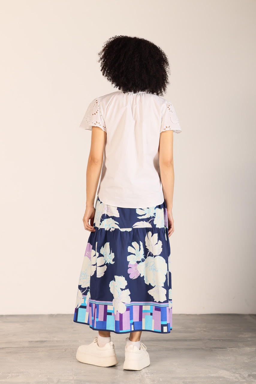 Ada Floral Printed Skirt in ink by Maude Vivante