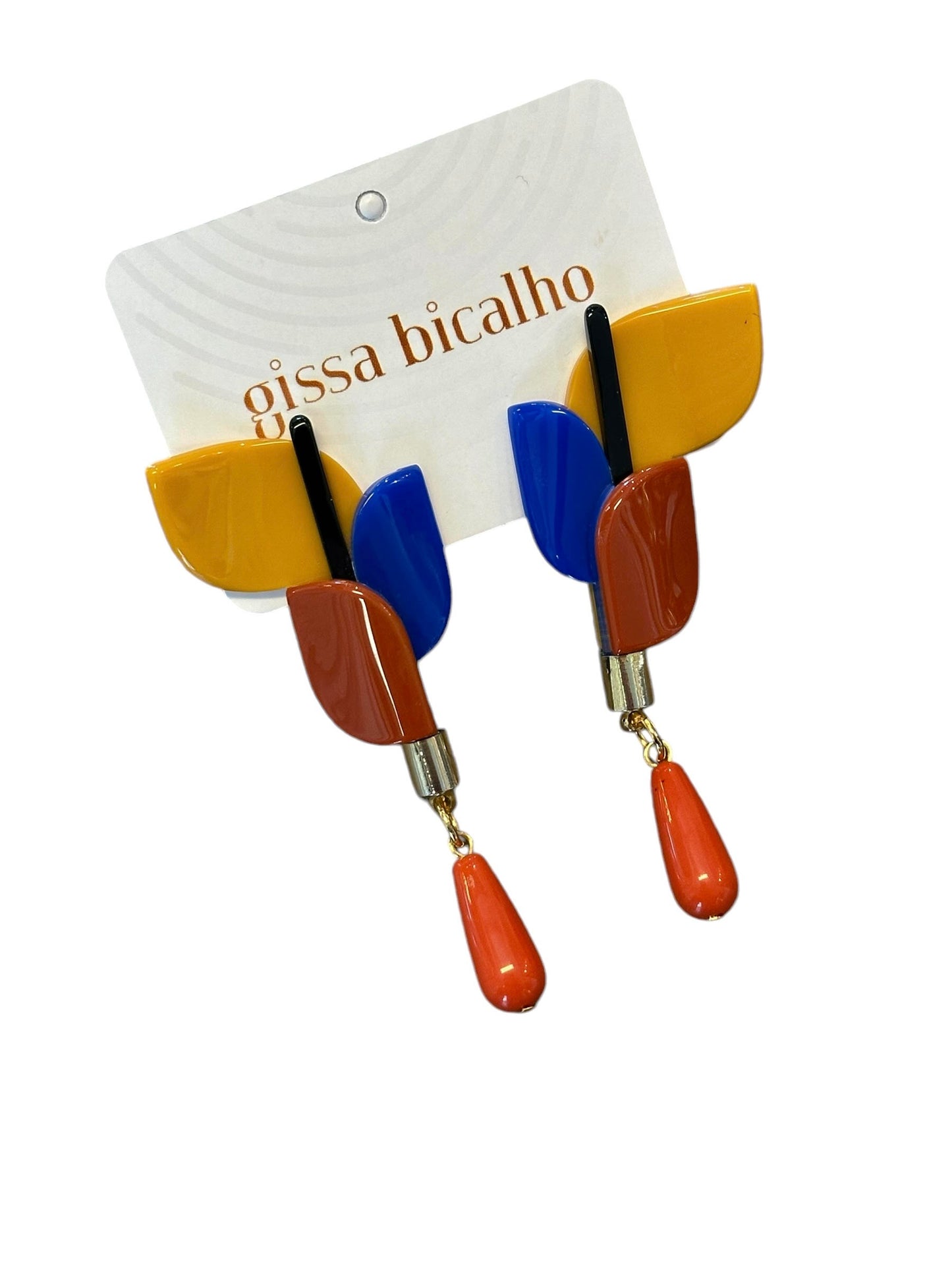 Acrylic Anthurium Earring in mustard by Gissa Bicalho