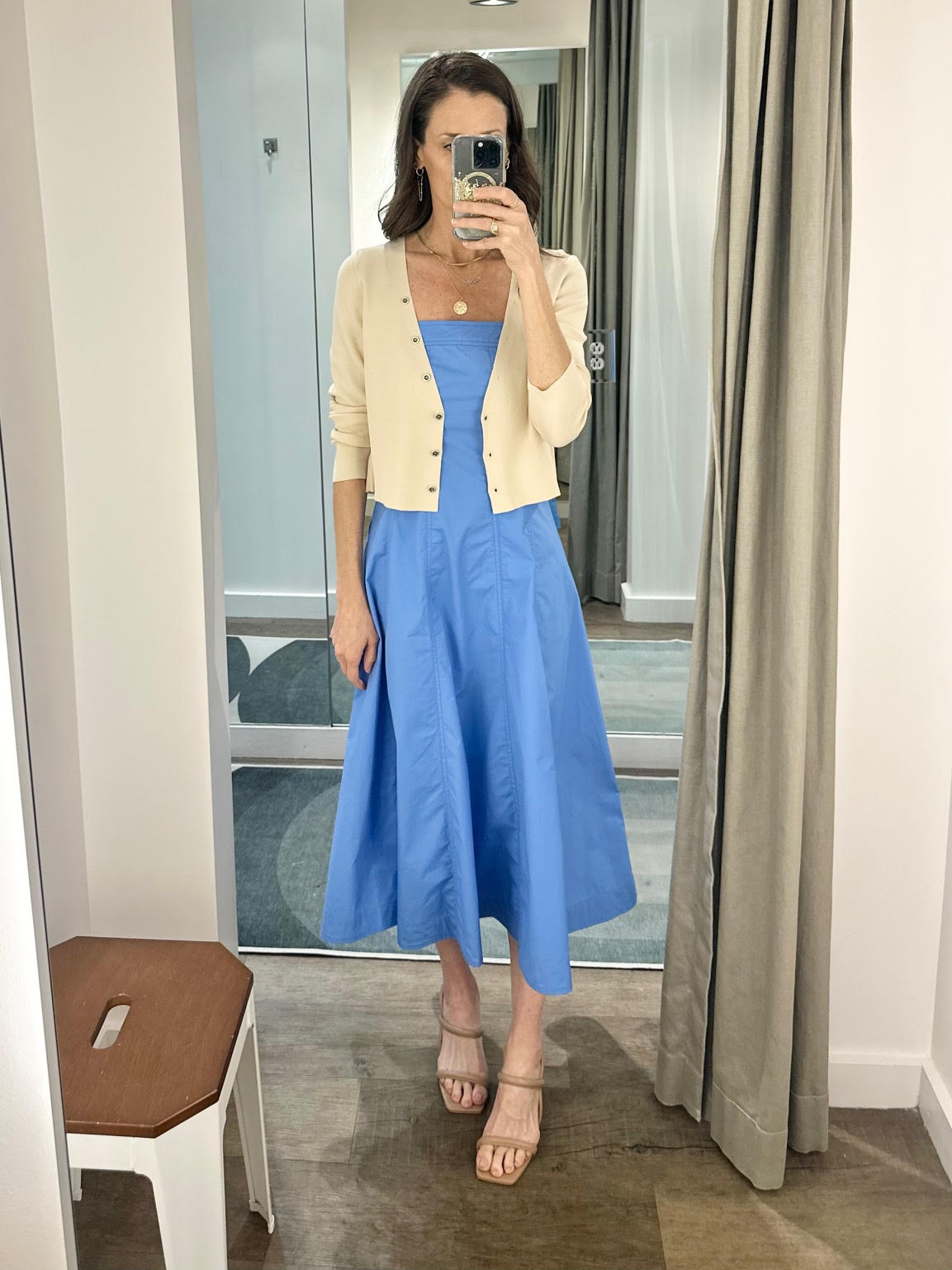 Alfreda Midi Dress in blue lavender by FRNCH