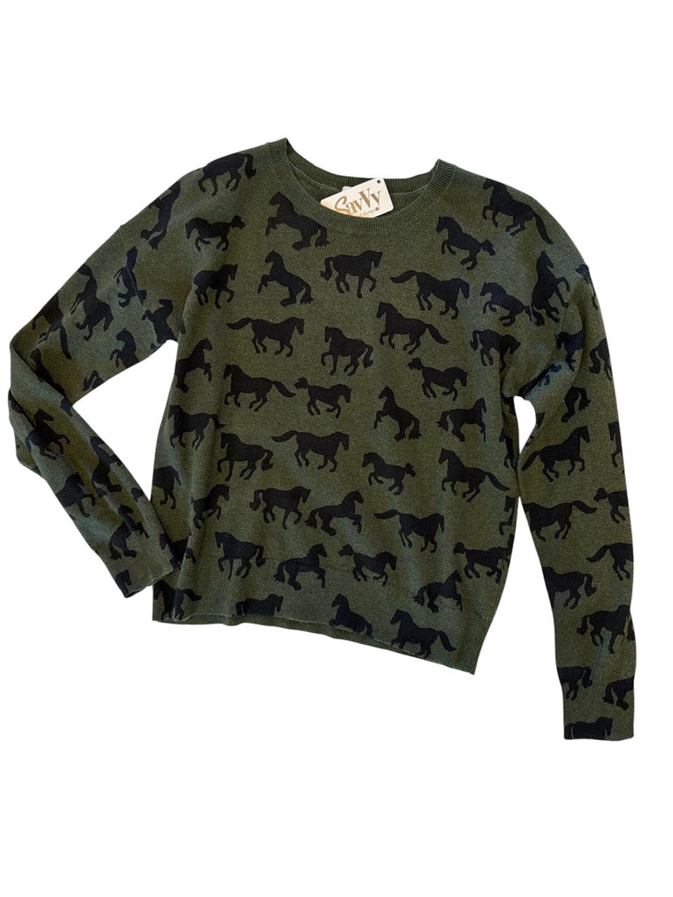 Horse Print Sweater in military by J.Society