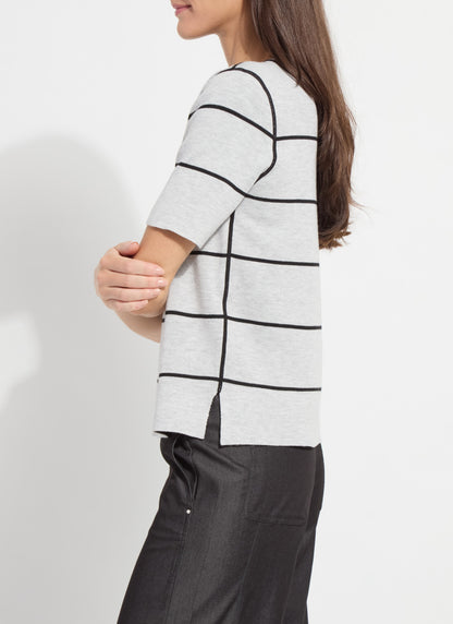 Odessa Reversible Knit Short Sleeve Top in black/pearl mélange by Lysse