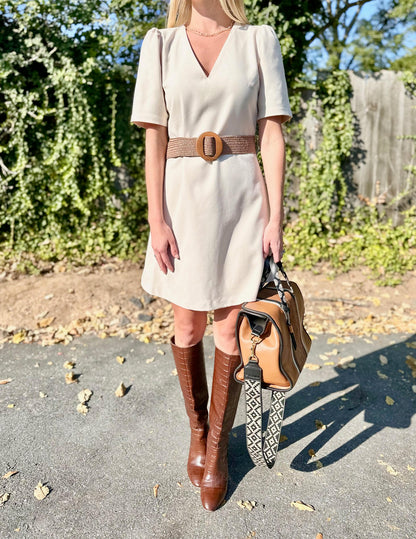 Wooden Circle Buckle Belt in mocha