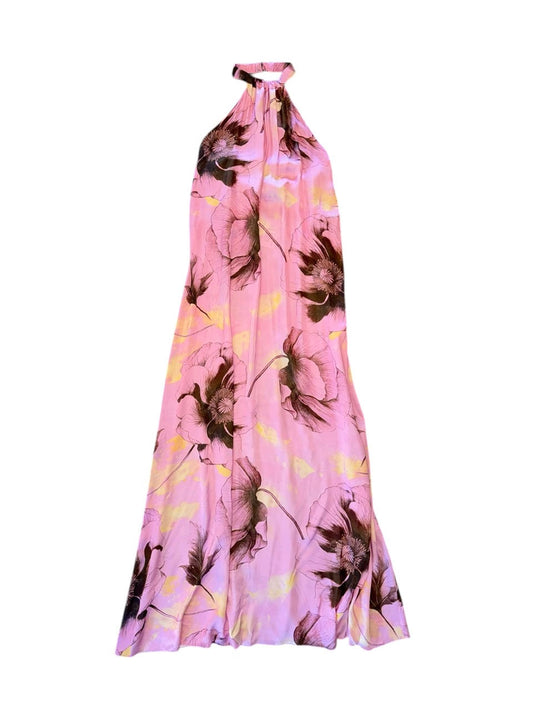Poppies Printed Halter Dress in pink by B-YU