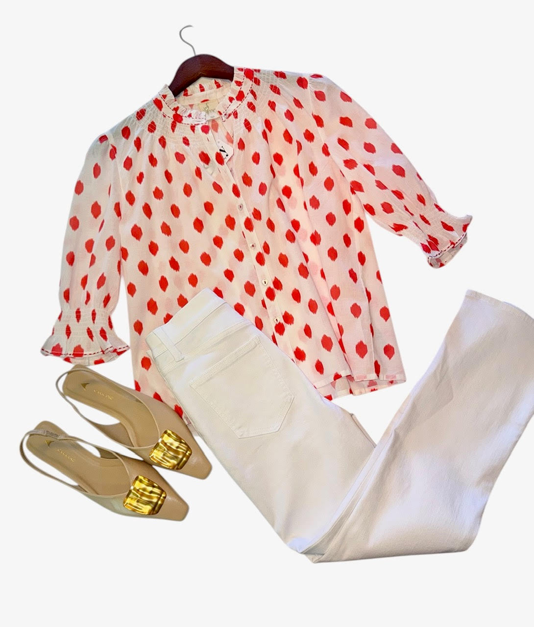 Bergamot Blouse in red dots by Nimo
