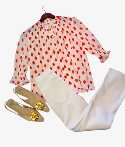 Bergamot Blouse in red dots by Nimo