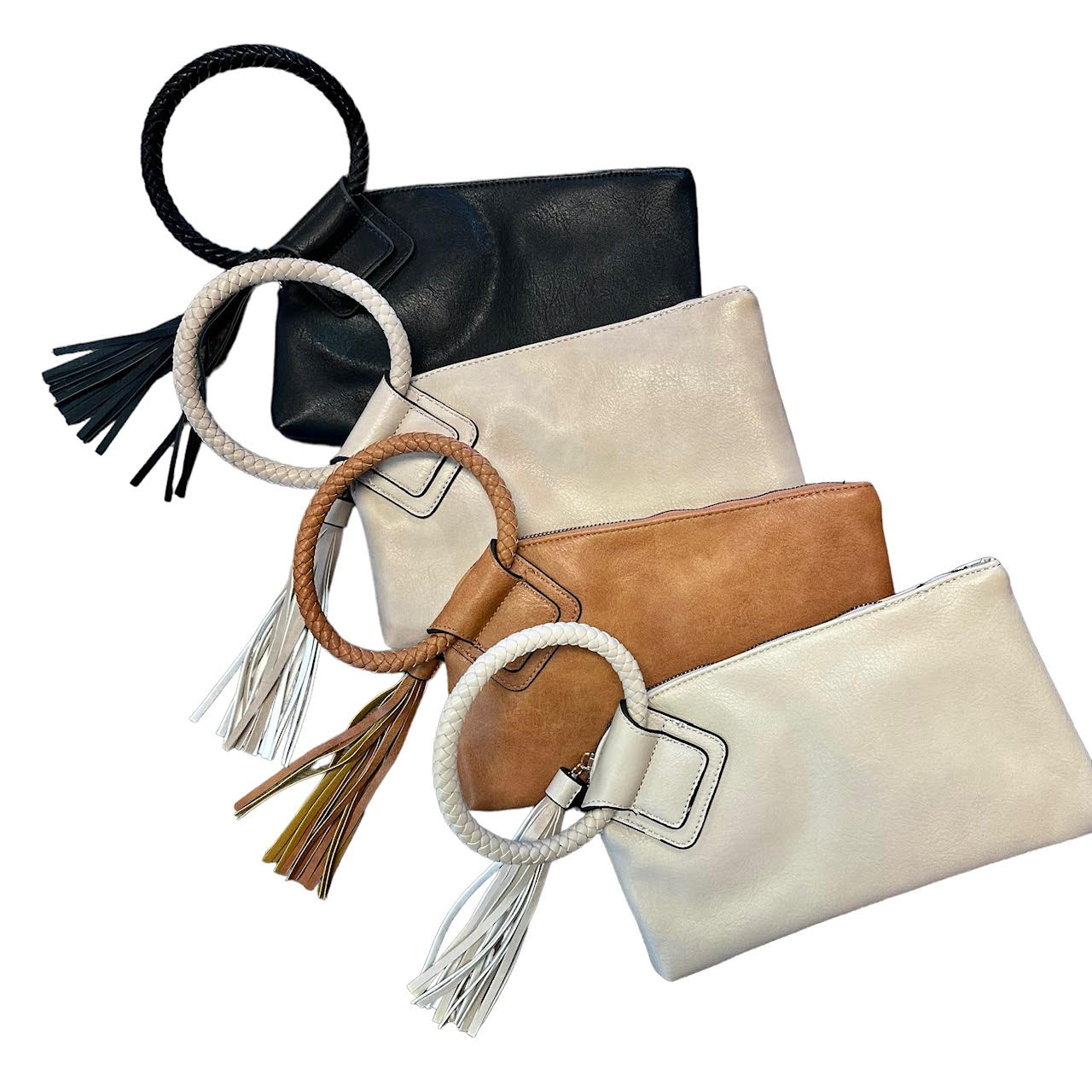 Ring Handle Clutch in cream