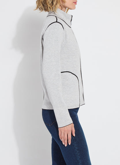 Reversible Cashmere Zip Up Cardigan in black/pearl mélange by Lysse