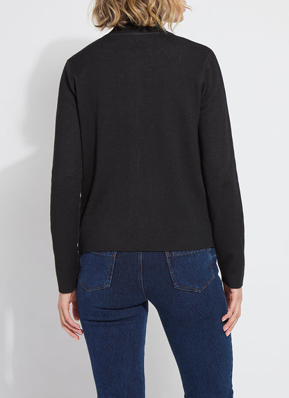 Reversible Cashmere Zip Up Cardigan in black/pearl mélange by Lysse