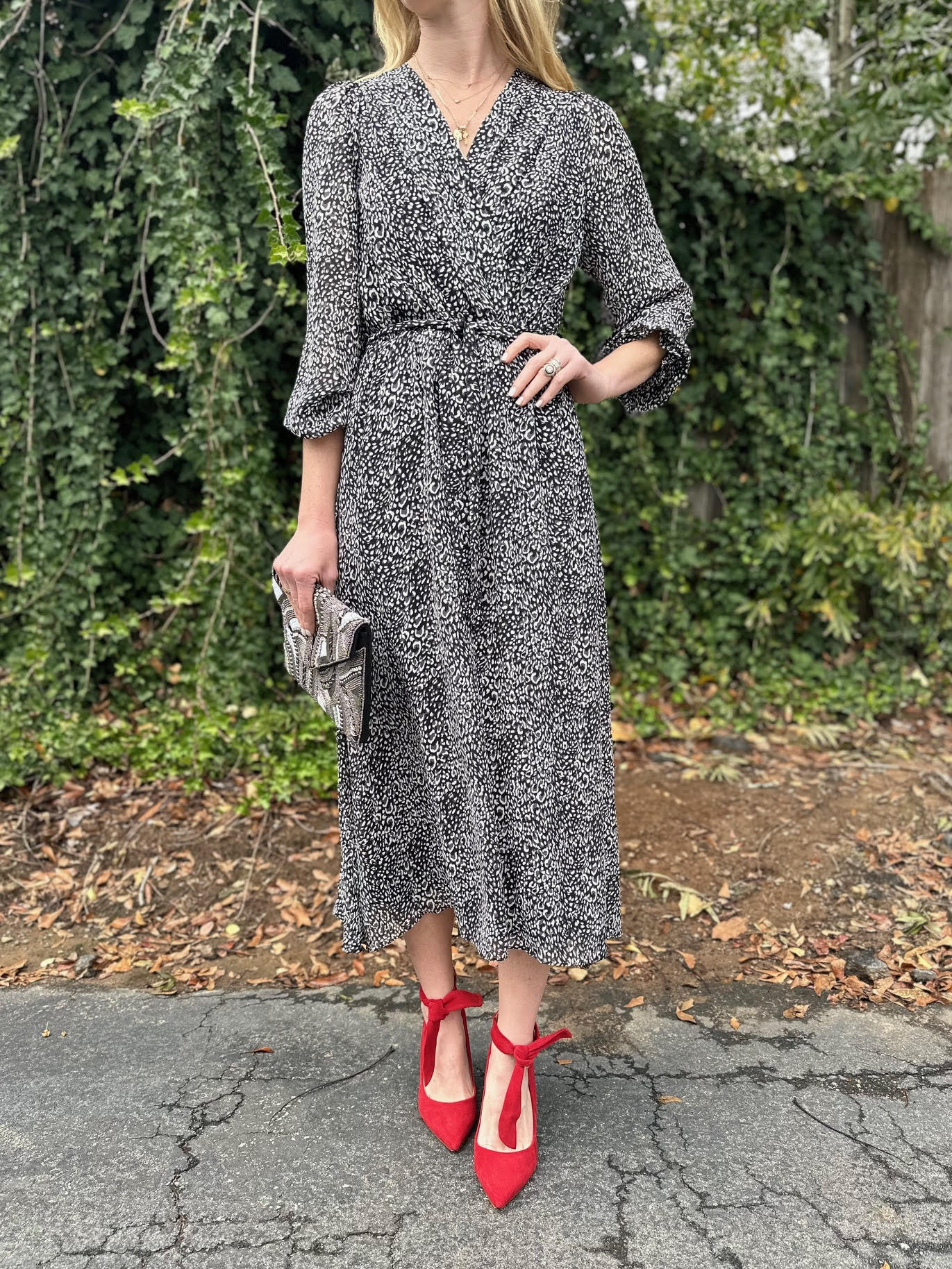 Long Sleeve Printed Maxi Dress in black by Molly Bracken