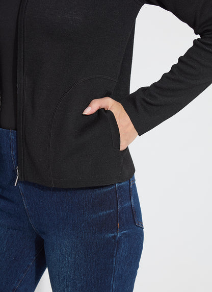 Reversible Cashmere Zip Up Cardigan in black/pearl mélange by Lysse