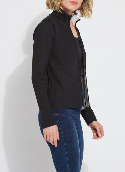 Reversible Cashmere Zip Up Cardigan in black/pearl mélange by Lysse