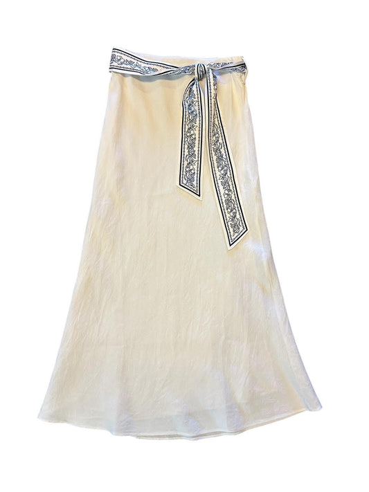 Bias Midi Skirt with Waist Scarf in white by Current Air