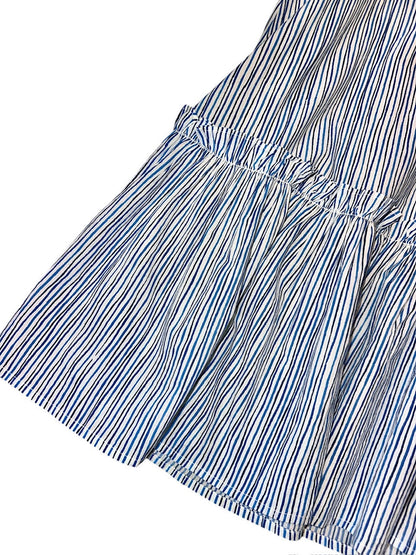 Soleil Print Dress in blue stripe by Fitzroy & Willa