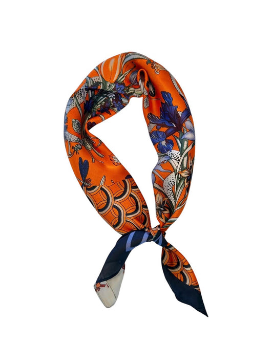 Floral Printed Bandana Scarf in orange