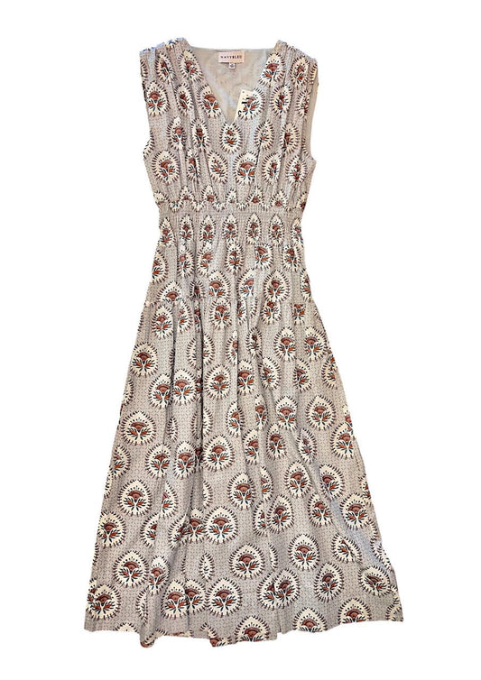 Eva Midi Dress in brown medallion by NavyBleu