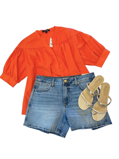 Dory Poplin Top in spicy orange by Velvet Heart