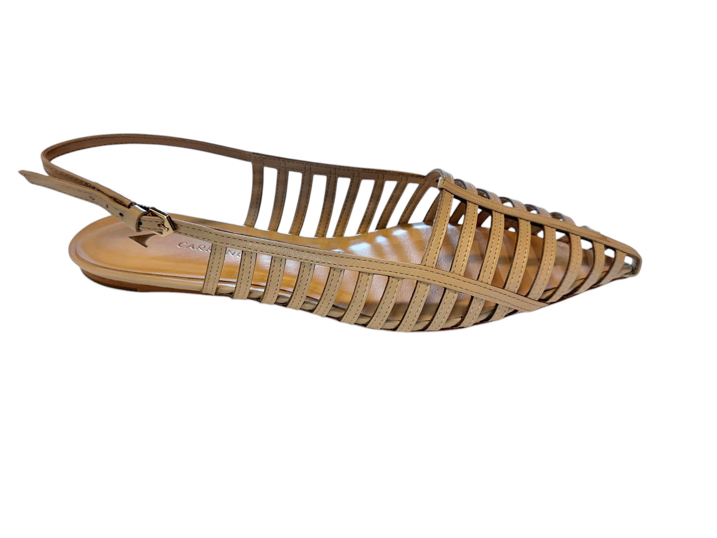 Kara Caged Slingback Flat in cru by Carrano