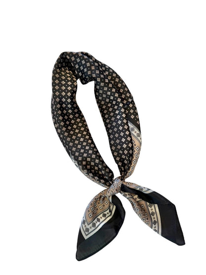 Multi Rhombus Print Silky Bandana in black
