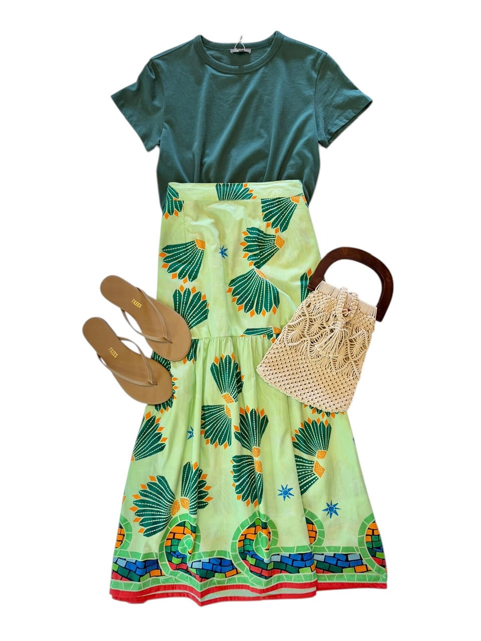Ada Printed Skirt in mint shell by Maude Vivante