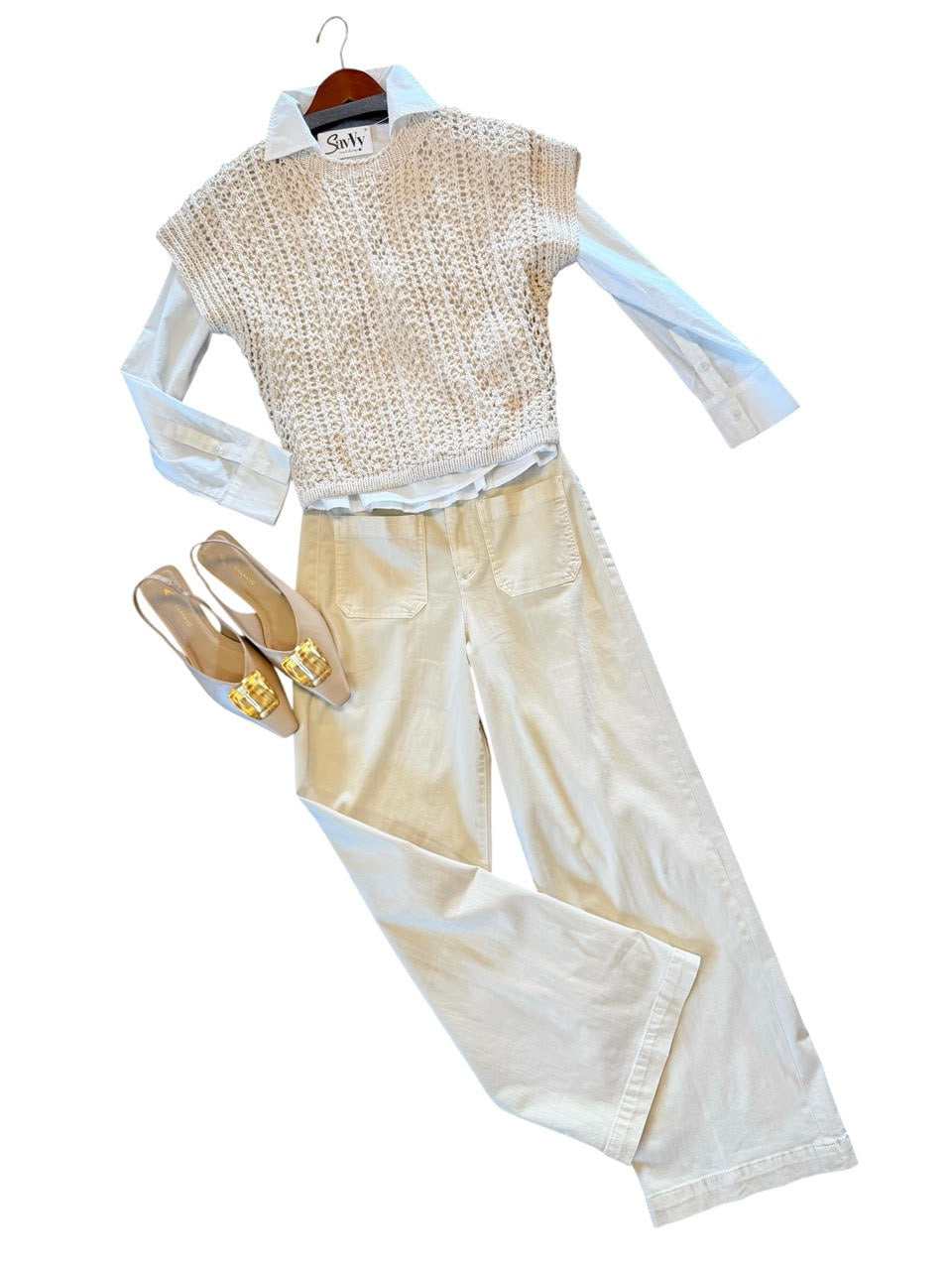 Tasha Open Weave Sweater in vintage cream by Another Love