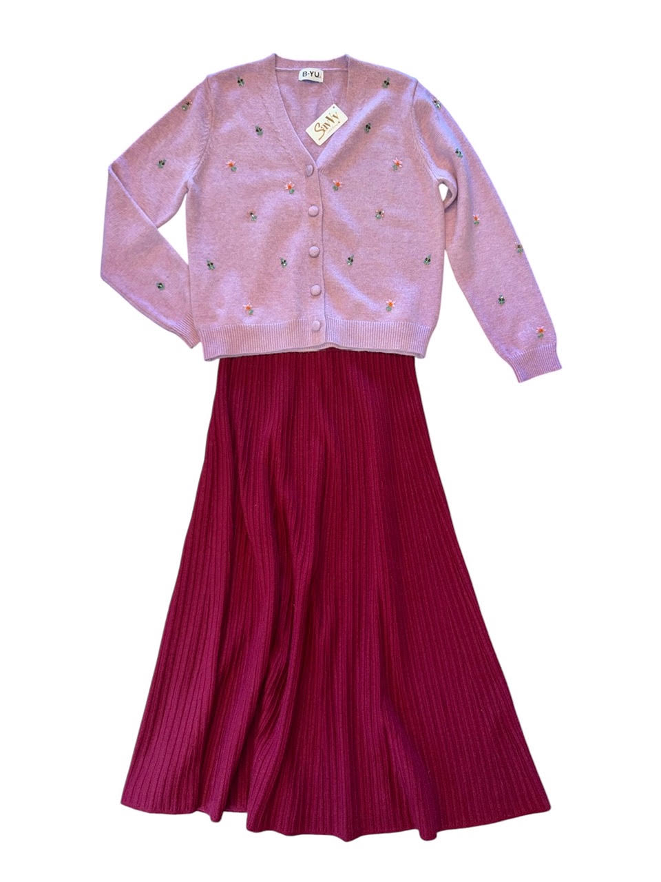 Beaded Cardigan in pink by B-YU