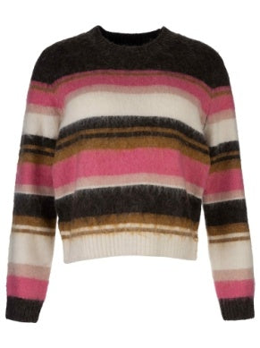 Elvira Striped Pullover Sweater in brown/pink by KUT