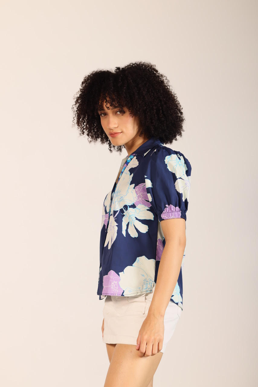 Kate Floral Printed Top in ink by Maude Vivante