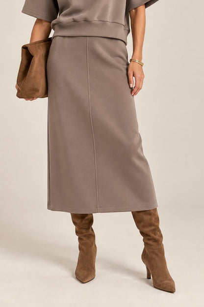 Scuba Skirt in brown by B-YU