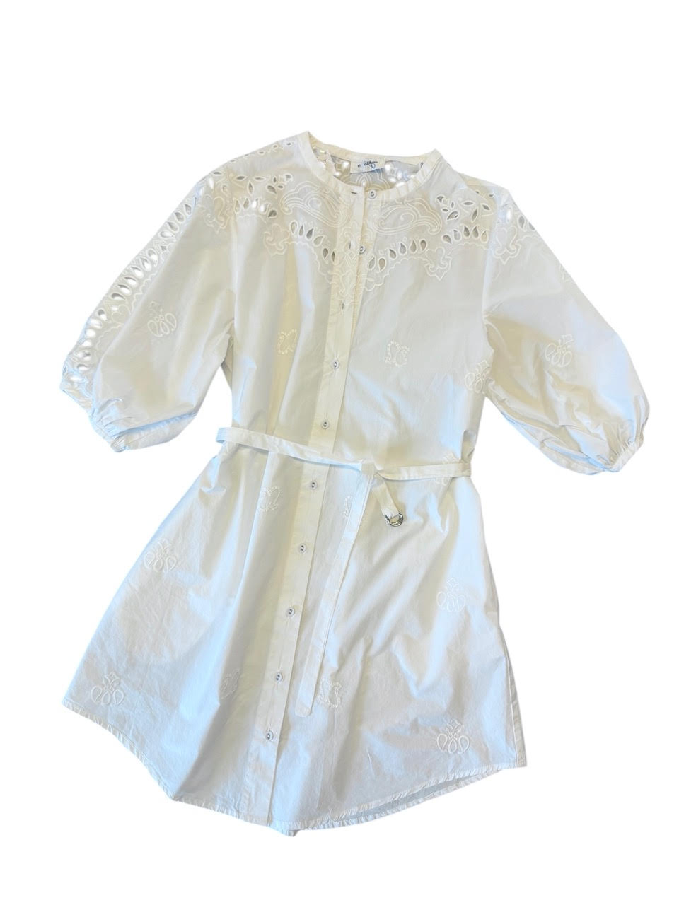 Woven Eyelet Dress in off white by Ottod'Ame